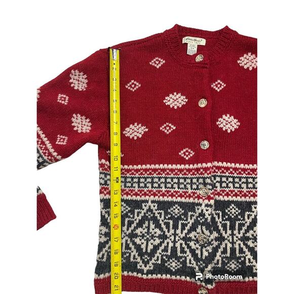Eddie Bauer Sweater Womens M Multicolor Fair Isle Cardigan Button Wool Alpaca - Picture 9 of 9